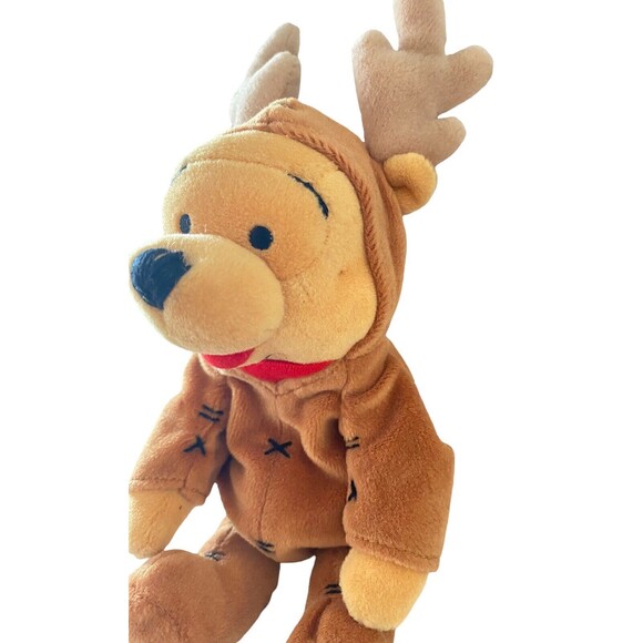 The Disney Store Reindeer Pooh Mini Bean Bag Plush 8” 1999 - Picture 4 of 7